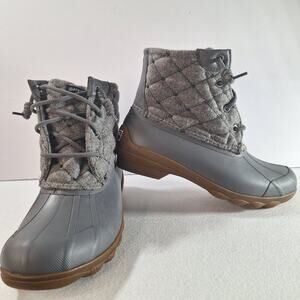 Sperry Women's sz 5.5 Syren Gulf Ankle Duck Boot NWT Grey Lace Up/Side Zip Gift!